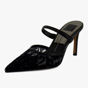 Dolce Vita Black Lace Pointed-Toe Mules